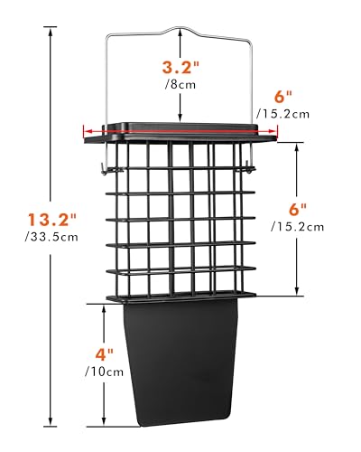 iBorn Metal Suet Feeder with Tail Prop | Durable Suet Cake Cage Bird Feeder for Outdoors，Woodpecker Feeder for Outside Hanging，Heavy-Duty Suet Holder,Easy Clean & Refill,1 Pack,Black - color: Black, size: Single Capacity