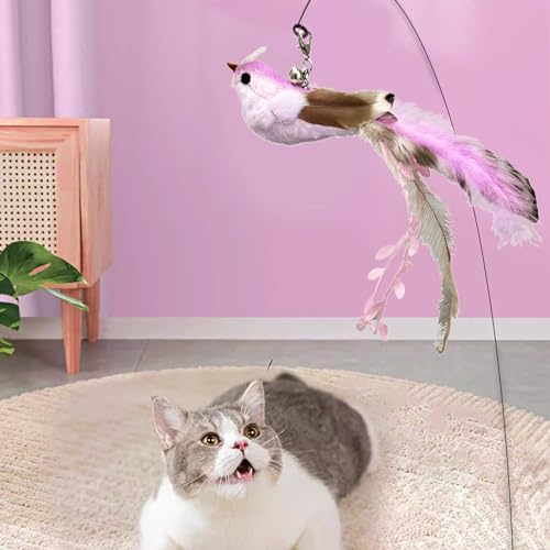 6 Pieces Cat Feather Toys Replacement Bird Cat Toy Wand Refills Cats Toy Replacement Natural Bird Feathers for Cats Toys - color: 6 Pcs Bird