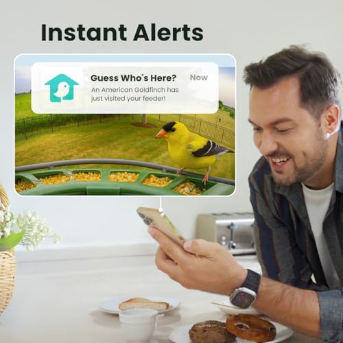 2 Smart Bird Feeder with Camera, Dual-Lens (2K+1080P) Camera for Live Streaming & Close-Up Photos, AI Identifies Bird Species, Solar-Powered Backyard Birdwatching Gift