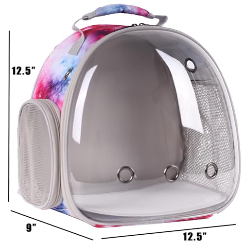 Bunny Carrier Backpack with Space Capsule Clear Bubble Window - Portable Small Animal Backpack Travel Pet Carrier Galaxy for Guinea Pig Rabbit Bearded Dragon Rat Lizard Hamster (Galaxy Pink) - color: Galaxy Pink