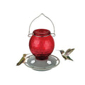 Crimson Comb Recycled Glass Hummingbird Feeder for Outdoor Décor, 16 Ounce Capacity Nectar Feeder, 4 Removable Easy Clean Ports, Red - style: Crimson Comb