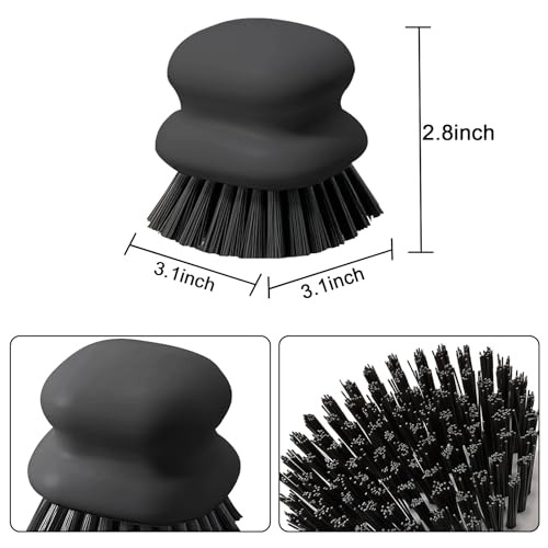 2Pack Dish Scrub Brush, Palm Brush Dish Scrubber with Ergonomic Grip, Kitchen Scrub Brushes for Cleaning for Pans, Pots, Kitchen Sink Cleaning-Black