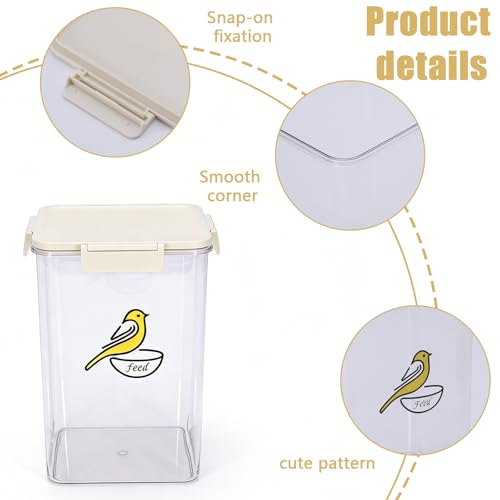 4.8Qt Bird Seed Storage Container,Airtight Bird Food Container | Pet Food Container with Four-Sided Snap Lock,Clear Plastic Wild Bird Seed Dispenser,Airtight Storing Sunflower Seed|BPA Free