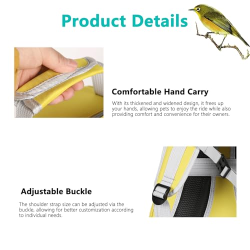 Transparent Parrot Backpack: Wooden Perch, Shoulder Strap, Breathable. Ideal for outings with Parrots, Magpies, & Birds. Comfortable & Spacious. (Yellow-1) - color: Yellow-1