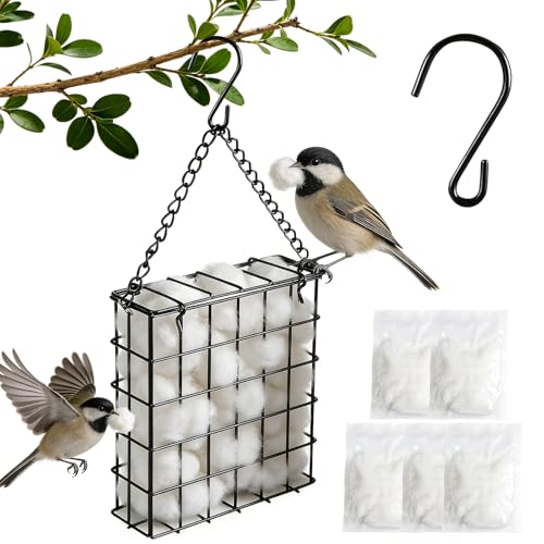 Bird Nesting Material Holder, Handmade Fiber Bird Nesting Material, Refillable Bird Shelter, Outdoor Bird Nesting and Resting Spot, Gift for Animal and Bird Enthusiasts (1 Set) | Refillable Bird Shelter, Outdoor Bird Nesting and Resting Spot, Gift for Ani