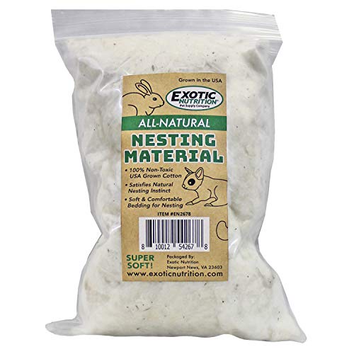 Exotic Nutrition All-Natural Nesting Material (4 oz.) - 100% Cotton Eco-Friendly Animal Bedding - for Sugar Gliders, Squirrels, Hamsters, Rabbits, Wild Birds & Wildlife - size: 4 oz.
