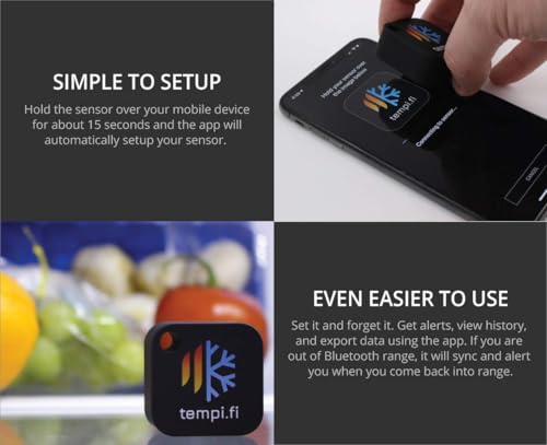 Wireless Temperature and Humidity Sensor - Developed in The USA - 24/7 Data Logger with Alarm – Bluetooth Smart Thermometer and Hygrometer - Bluetooth Only - Not WiFi