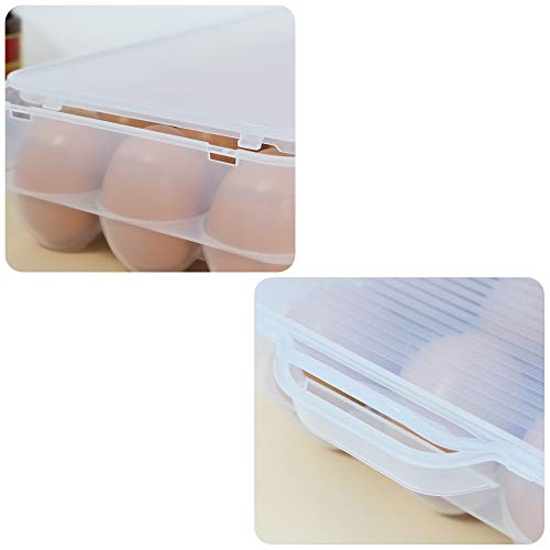 Bringer 4-Pack Clear Plastic Refrigerator Egg Containers, Egg Tray Holder | Fit 18 Eggs x 4 (72 Eggs), Deviled Egg Tray Carrier, Clear Stackable Egg Holder for Kitchen or Pantry Organizers and Storage