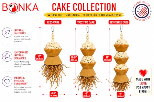 Bonka Bird Toys 1931N Natural Three Cake Parrot Chew Shred Forage Cage Toy, Conure, Amazon, Pionus, and Similar