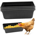 4 Pack Chicken Plastic Feeder Feed Trough Bucket Livestock Container for Chicken Duck Goose Goat Poultry (Black)