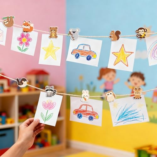 MAYJOYDIY 24Pcs 12 Styles Woodland Animal Acrylic Chip Clips Owl Hedgehog Deer Raccoon Fox Bag Sealer Sealing Closures Cute Koala Rabbit Monkey Squirrel Bag Clips for Food Storage Airtight Seal Grip - style: Animals