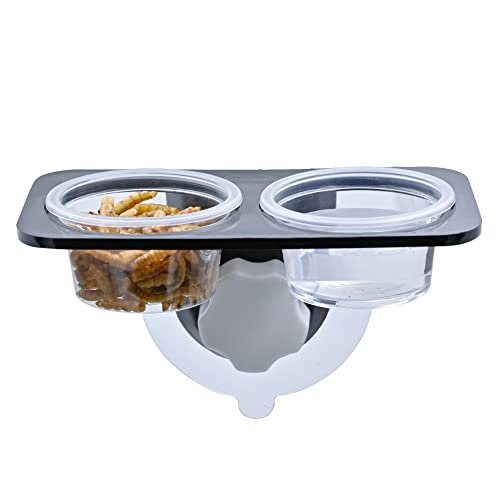 Lizard Gecko Feeding Ledge Holder, with 100 pcs 1oz Food Cups Dish | Gecko Feeding Ledge [Non-Suction Cup], with 1oz 100Cups, Reptile Food Bowls Water Dish for Lizard Ledge Accessories Supplies - color: 100 Cups+Ledge
