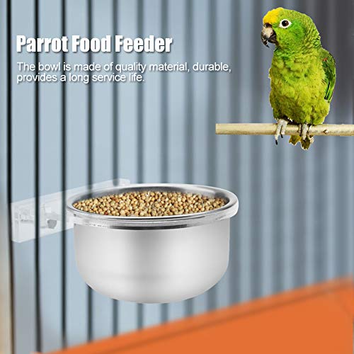 Stainless Steel Bird Feeder with Acrylic Plates, Small Feeding Cups for Cage, Detachable Bird Water Bowls with Clamp Holder for Cockatiel Conure Budgies Parakeet Finch Small Pets