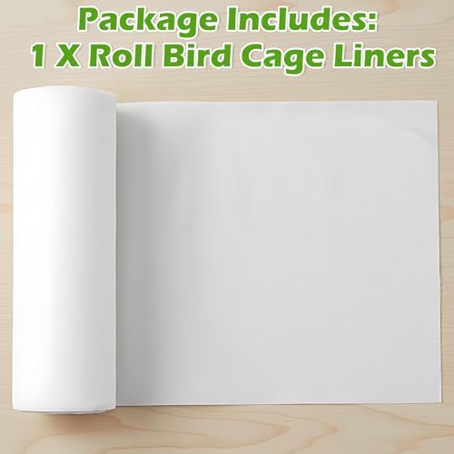 100 Ft x 17.3 Inch Bird Cage Liner, Disposable White Non-Woven Bird Cage Liners Large Size Precut Absorbent Cushion Pad Mat Accessories for Pet, Parrot, Animal
