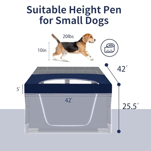 Dog Playpen Cover, 42x42 inch Dog Play Pen Top with Hooks, Soft Fabric Roof Puppy Playpen Topper for Cat Crate Kennel (Cover Only) - color: Royal Blue, style: 42'x42'x5'Cover Only