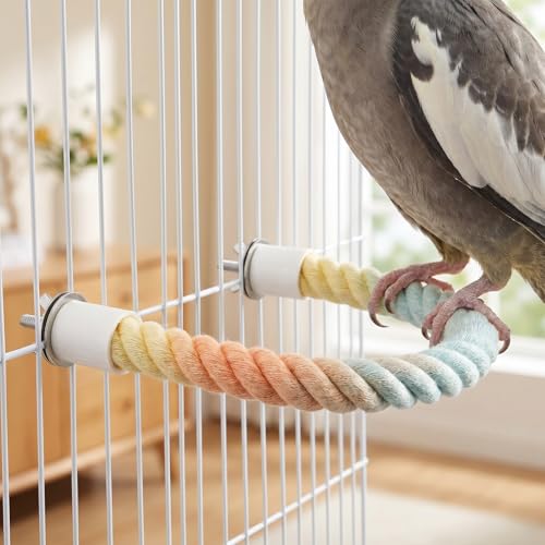 NOLITOY Flexible Bird Rope Perch Cotton Stand for Parrot Macaw Conure Finch | 3 pcs Bendable Metal Wire, Soft Woven Exercise Toy, Climbing System, Entertainment Device 31.4 inch