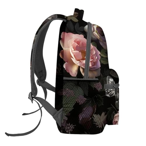 Dark Floral Butterfly Backpack Travel Backpacks Laptop Rucksack,School Bookbag for Women Kids Boys Girls,Flower Back Pack Accessories Bags,Ideal Gifts for Work, Outdoor Adventures - color: Color108