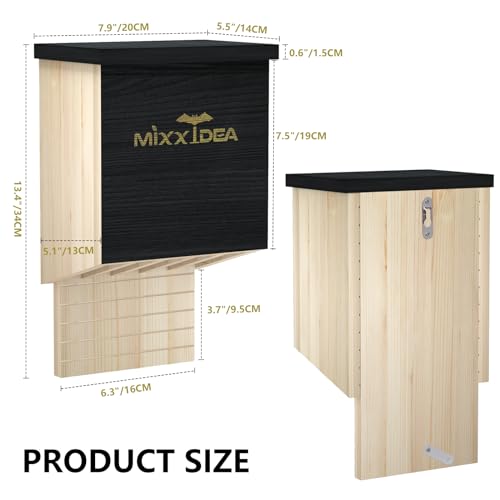 Bat House Bat Box Double Chamber Outdoor House Nursery Bat Shelter Habitat Big bat Box Handcrafted from Cedar Wood - Easy for Bats to Land and Roost - Weather Resistant & Ready to Install - color: Black 2