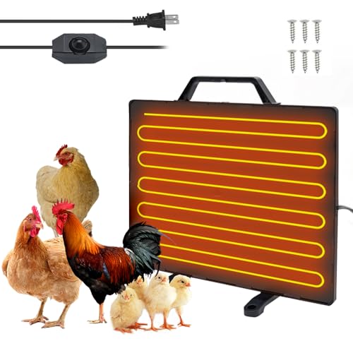 Thermostatic Chicken Coop Heater 160W Poultry Heating Panel 0-99℃ Adjustable Temperature Radi Heating Board Stainless Steel Heating Plate for Chicks Hens Poultry Pets