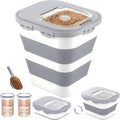 40 Lbs Dog Food Storage Container, Collapsible Cat Food Container | Airtight Pet Food Storage Containers with Wheels, Clear Window, 2 Measuring Cup, Scoop, BPA Free for Rice, Flour, Bird Seed - color: Grey/40lbs