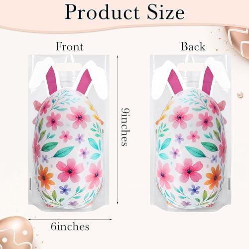PINWATT 30 Pack Easter Bunny Egg Goodie Bags, Transparent Zipper Resealable Plastic Pouches with Handles, Ideal for Easter Party Candy & Treats, Festive Supplies - size: 1 count (Pack of 30)