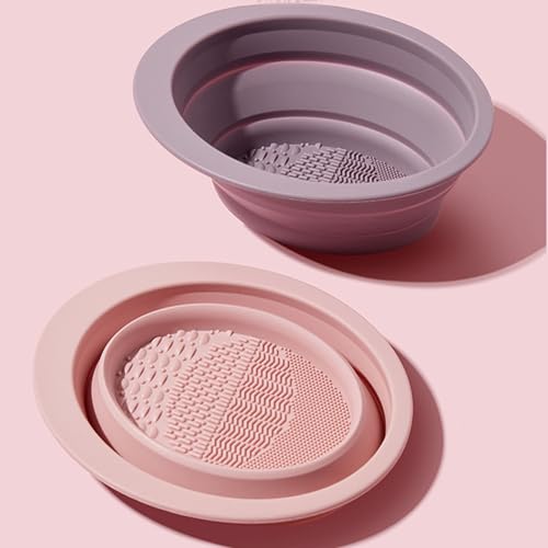 3 Pack Makeup Brush Cleaner Mat Foldable Silicone Makeup Brush Cleaner Bowl Pads Portable Scrubber Cleaning Tool for Makeup Brush Set Foundation Powder Concealers Eye Shadows Makeup Brushes