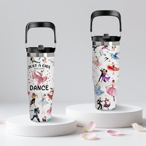 Dance Gifts for Women & Girls - Ballet 30oz Insulated Stainless Steel Tumbler with Handle, Cute Leak-Proof Water Bottle for Dancers, Dance Lovers - Great for Performances, Christmas & Birthdays - color: Dance2