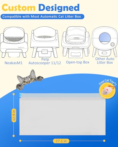 120 Count Automatic Cat Litter Box Liners Bags Compatible with NeakasaM1 Petpivot Autoscooper 11/12 and Similar Open-Top Self-Cleaning Cat Litter Box, Drawstring Handle Heavy Duty Leak-proof, 27*13in - size: 120 Count (Pack of 1)