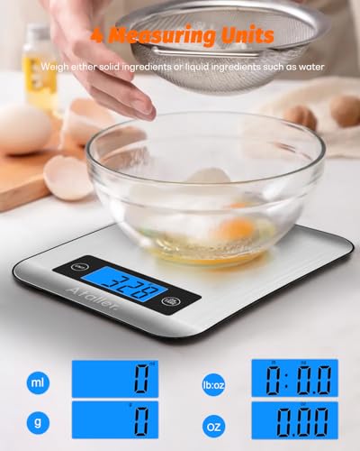 Smart Food Scales, 1g Resolution Max 5kg 11Ibs, Stainless Steel | Digital Kitchen Scale with Nutritional Calculator, Smartphone App, 26 Nutrients Tracking, for Cooking, Baking, Meal Prep - color: Grey