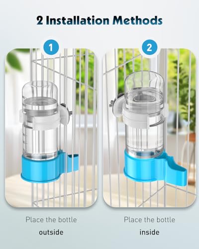 Pawfly 2 Pcs Bird Water Dispenser, Automatic Bird Water Feeder, Plastic Bird Cage Water Dispenser, Blue Parrot Waterer for Parakeet Cockatiel Budgie Lovebirds (Not Fit for Food Feeding) - color: Blue, size: 2 PC