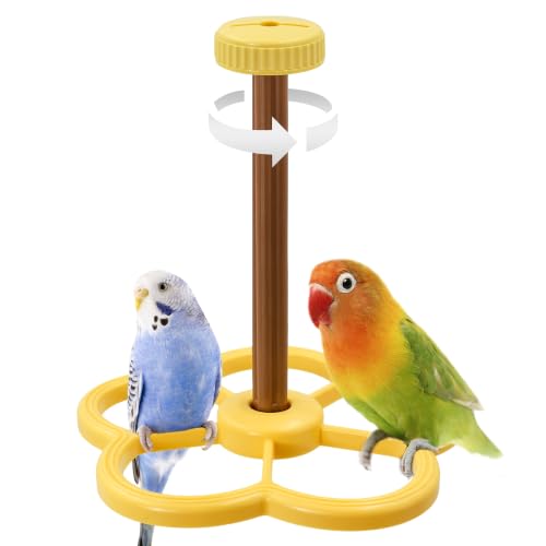 Washable Bird Spinning Perch Toy, with 1.8'' Washer Fit Most Cages | 360° Rotation Perch with Anti-Slip Texture, Sturdy Hanging Parakeet Cage Toy for 1-2 Birds Cockatiels Budgies Lovebirds - color: Yellow