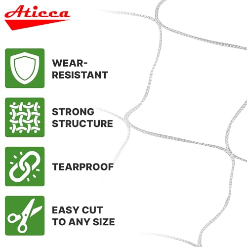 ATICCA Trellis Netting 5 x 225 ft Heavy Duty Polyester Plant Support Netting White - 6 Inch Garden Rope Trellis on Roll - Mesh Twine for Growing Vine Climbing Plants, Flowers, Peas, and Tomatoes. - size: 5x225ft Polyester Trellis Netting