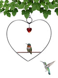 Tweet Heart Hummingbird Swing - Black - Wooden Dowel | Decorative Jewel Heart - Hummingbirds Guard Their Feeder - Black Metal Frame - color: Black