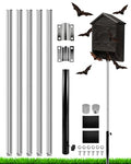 15FT Telescoping Stainless Steel Bat House Pole Kit with Ground Socket | Adjustable 5-Section Stainless Steel Pole with Ground Socket for Purple Martin Houses, Birdhouses and Outdoor Wildlife Mounti