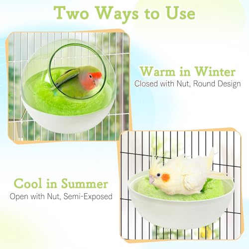 kathson Plastic Bird Nest Chewproof Small Bed with mat Hanging House Hut Bird Cage Breeding Hatching Nest Washable Parakeet Nest for Parrot Budgie Love Bird Canary (Green) - color: Green