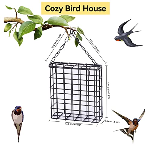 Bird Nesting Material Set Globe Humming Bird Nesters Hanging Bird House for Outdoor Wild Bird Nesting Station Cozy Resting Place, black (z33)