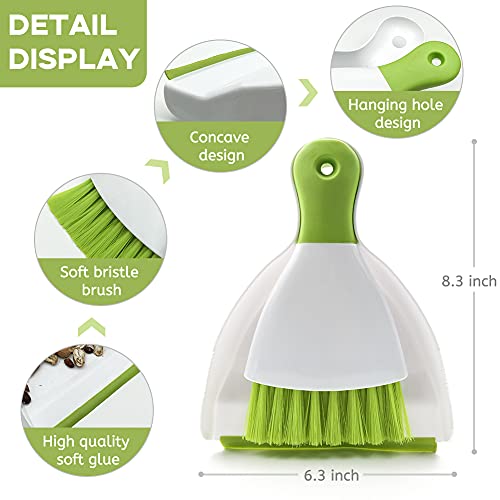 Dust pan Broom Brush Dustpan - Small Broom and Dustpan Set,Mini Broom and Dustpan,Small Dustpan and Brush Set for Home Cleaning,Sofa,Desk,Guinea Pig Cage,Cat Litter etc.（Green 2 Set） - color: Green, size: 2 Set