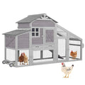 AIVITUVIN Chicken Coop with Nesting Box Mobile Chicken House on Wheels for 2-4 Chickens Rabbit Hutch Pull-Out Tray Wooden Poultry Cage - color: Grey