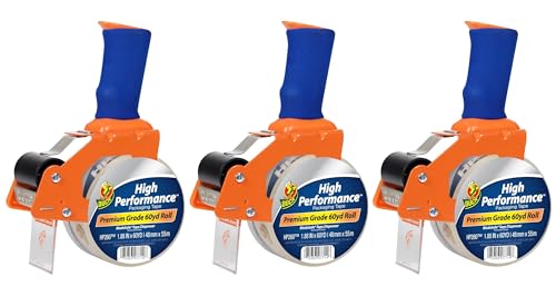 Duck Handheld Heavy-Duty Tape Dispenser with Roll of HP260 Strong Packaging Tape for Shipping, Moving, Mailing & Storage Boxes, Set of 3 - size: 3-Pack, style: Refill + Dispenser