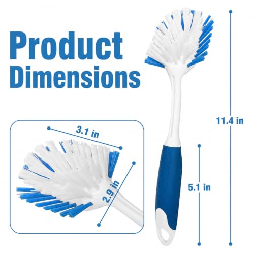 2-Pack Dish Brushes with Scraper, Durable Nylon Bristles Kitchen Scrub Brush, Dish Scrubber with Handle for Pans, Sink, Bathroom | Durable Bristles, Kitchen Scrub Brush, Dish Scrubber with Handle for Pans, Sink, Glasses