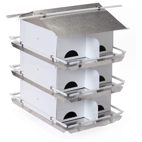 Birds Choice Premium Aluminum Purple Martin House – 12 Room, 3 Floor Birdhouse with Starling Resistant Entrance Holes, Ventilated Roof & Easy Cleaning, Unassembled | Starling Resistant Entrance Holes, Ventilated Roof for Cooler Nests, Easy Cleaning Access