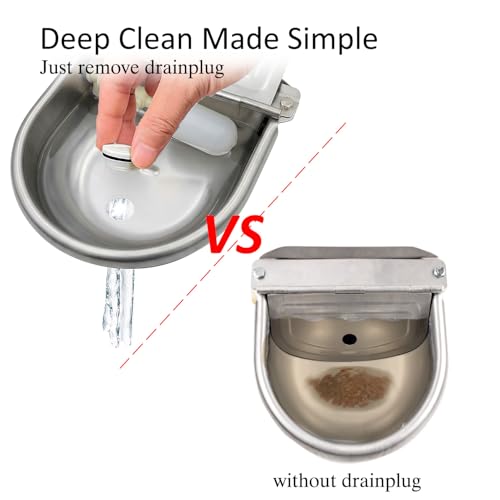 Automatic Water Dispenser for Dog Water Bowl Dispenser Large Size Stainless-Steel Waterer Feeder Self Filling Water Trough for Poultry and Livestock (Metallic Gray, Large) - color: Metallic Gray