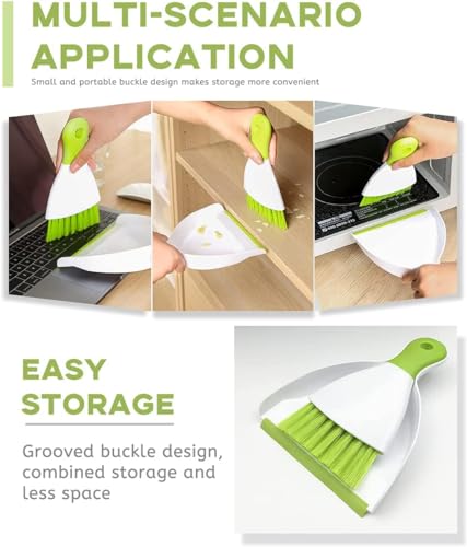 Dust pan Broom Brush Dustpan - Small Broom and Dustpan Set,Mini Broom and Dustpan, Small Dustpan and Brush Set for Home Cleaning,Sofa,Desk,Guinea Pig Cage,Cat Litter etc.（Green 3 Set） - color: Green, size: 3 Set