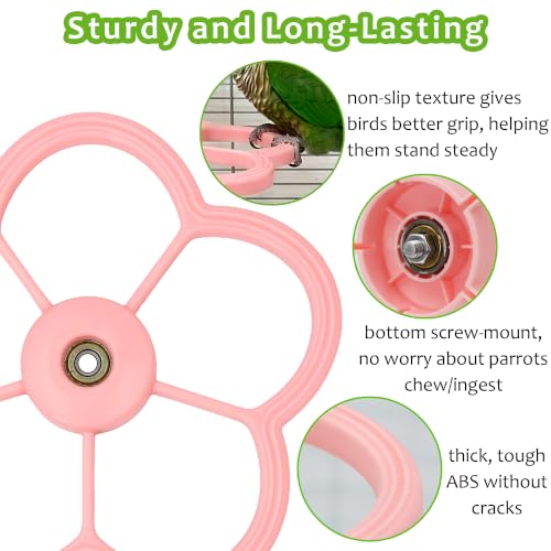 Washable Bird Spinning Perch Toy, with 1.8'' Washer Fit Most Cages | 360° Rotation Perch with Anti-Slip Texture, Sturdy Hanging Parakeet Cage Toy for 1-2 Birds Cockatiels Budgies Lovebirds - color: Pink