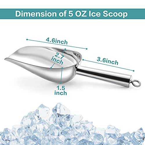 TeamFar Stainless Steel Ice Scoop, 5 Ounces Small Metal Food Candy Scoop | for Kitchen Bar Party Wedding, Heavy Duty & Sturdy, Easy Storage & Versatile, Mirror Finish & Smooth Edge, Silver - size: 5 oz