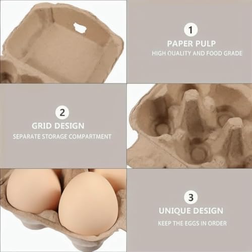 30 Pack Half Dozen Egg Cartons, Natural Pulp Egg Carton Bulk 6 Count for Chicken Eggs and Small Duck Eggs, Reusable, Protects, Egg Storage Containers for Home Kitchen and Farmhouse (30 PCS 6 Count) - color: 30 PCS 6 Count