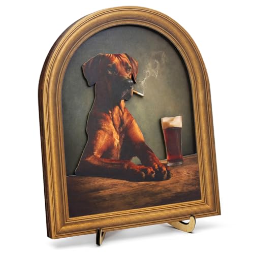 3D Funny Dog Drinking Beer Wall Art Sign for Pub Bar Decor, Vintage Tipsy Dog Portrait, 8x10 Inch - color: Dog-1