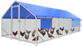 Sino Luban Metal Large Chicken Coop Run with Small Mesh Hardware Cloth for 30 Chickens/Ducks, Chicken Runs for Yard with Waterproof Cover, Chicken Enclosure Pen Outdoor, Walk-in Poultry Cage