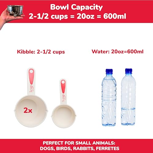 SPOT Coop Cup Bolt Clamp - Stainless Steel Hanging Bowl for Crate, Removable Pet Feeding Dish, Easy Installation, Chew-Proof Design, for Small Dogs, Cats, Birds, Reptiles -2.5 Cups (20 Oz) - color: Clamp-On, size: 20 Oz