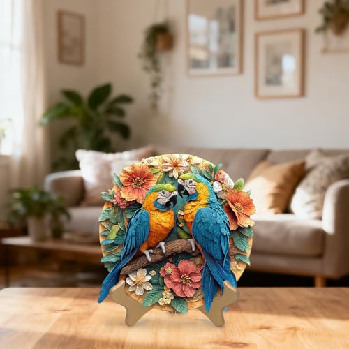 Ruikiyart Jigsaw Puzzles for Adults, Bird Wooden Puzzles, 200 Pieces | 5 mm Thick Parrots Puzzle, Unique Shaped Round Jigsaw Puzzles, Holiday Family Games Kids Birthday Gifts(11"*11.2") - color: Parrots, size: 200 Pieces